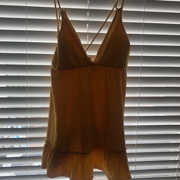 Yellow Strappy Dress with Rukffles Sz M - Picture 4 of 4
